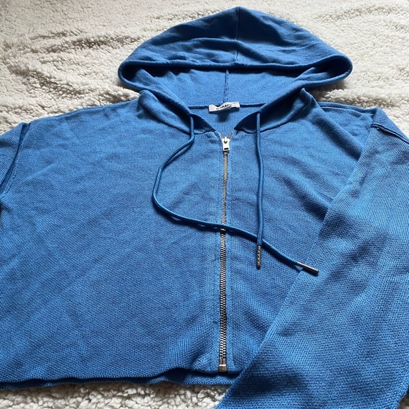 Garage Blue Cropped Hoodie - Picture 2 of 4